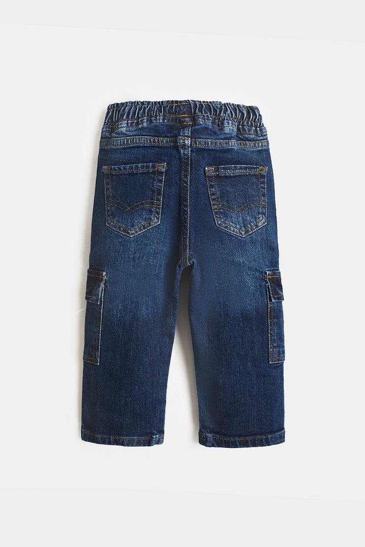 Dark Blue Denim Cargo Jeans (PW306) – Pebbles