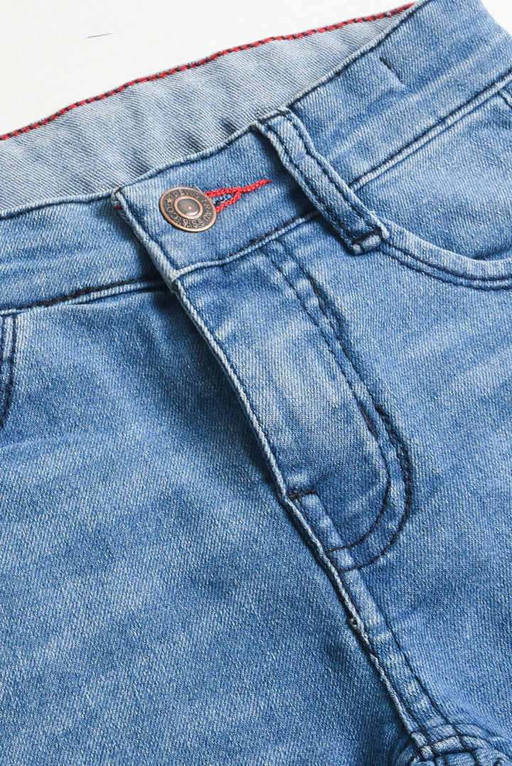 Stretchable Light-Wash Denim Shorts (PW297)