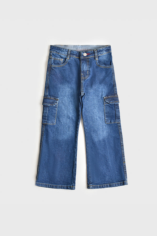 7 Pockets Blue Cargo Jeans (PW196)