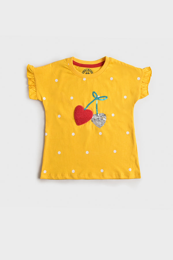 Sparkle Heart Sequin Girl's T-shirt (PW229)