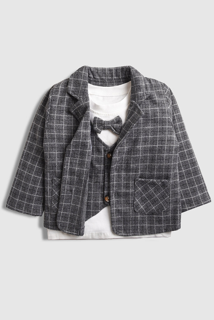 Imported Little Gent Plaid Suit Set ( 3 Pcs)