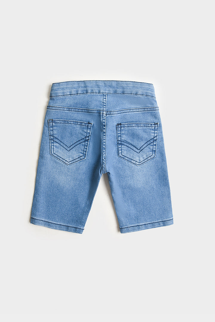 Stretchable Light-Wash Denim Shorts (PW297)