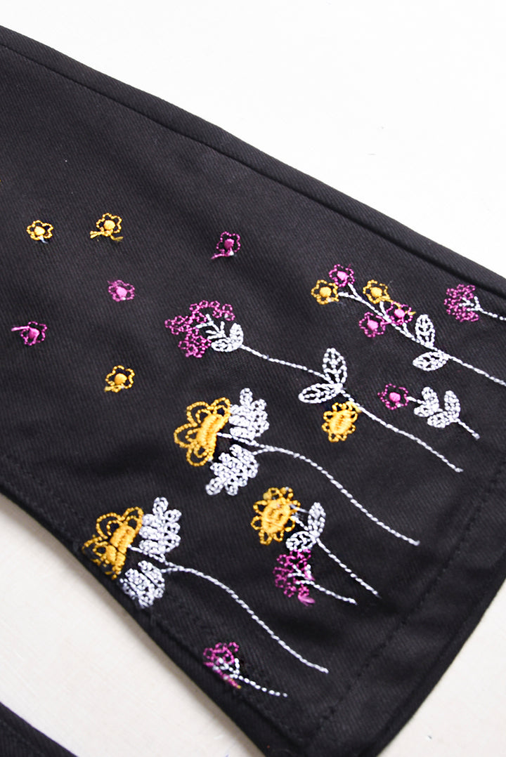 Midnight Bloom Wide-Leg Denim Pants (PW475)