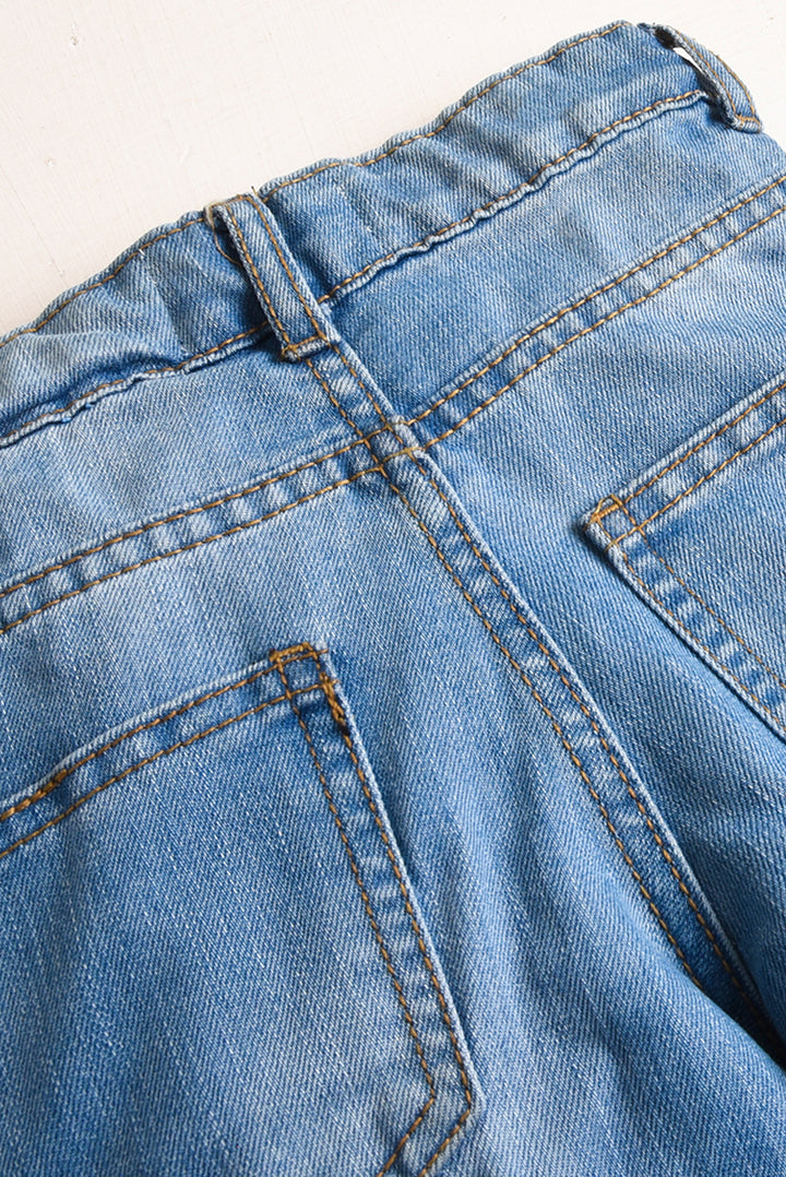 7 Pockets Light Blue Cargo Denim Pants (PW551)