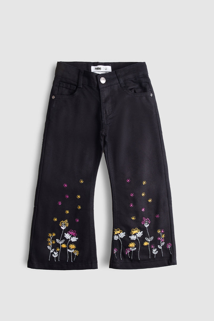 Midnight Bloom Wide-Leg Denim Pants (PW475)