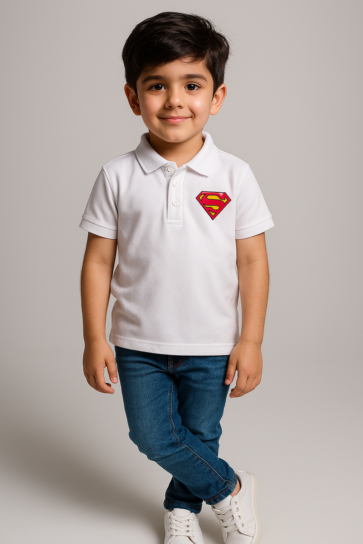 Superman Logo White Polo Shirt (PW198)