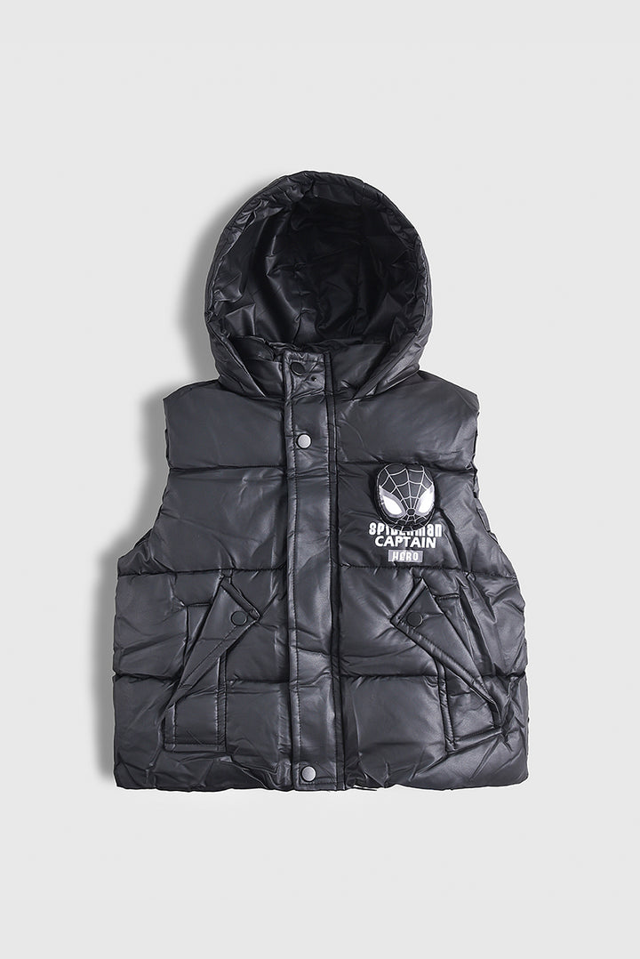 Imported Spider Black Sleeveless Puffer Jacket (PW695)