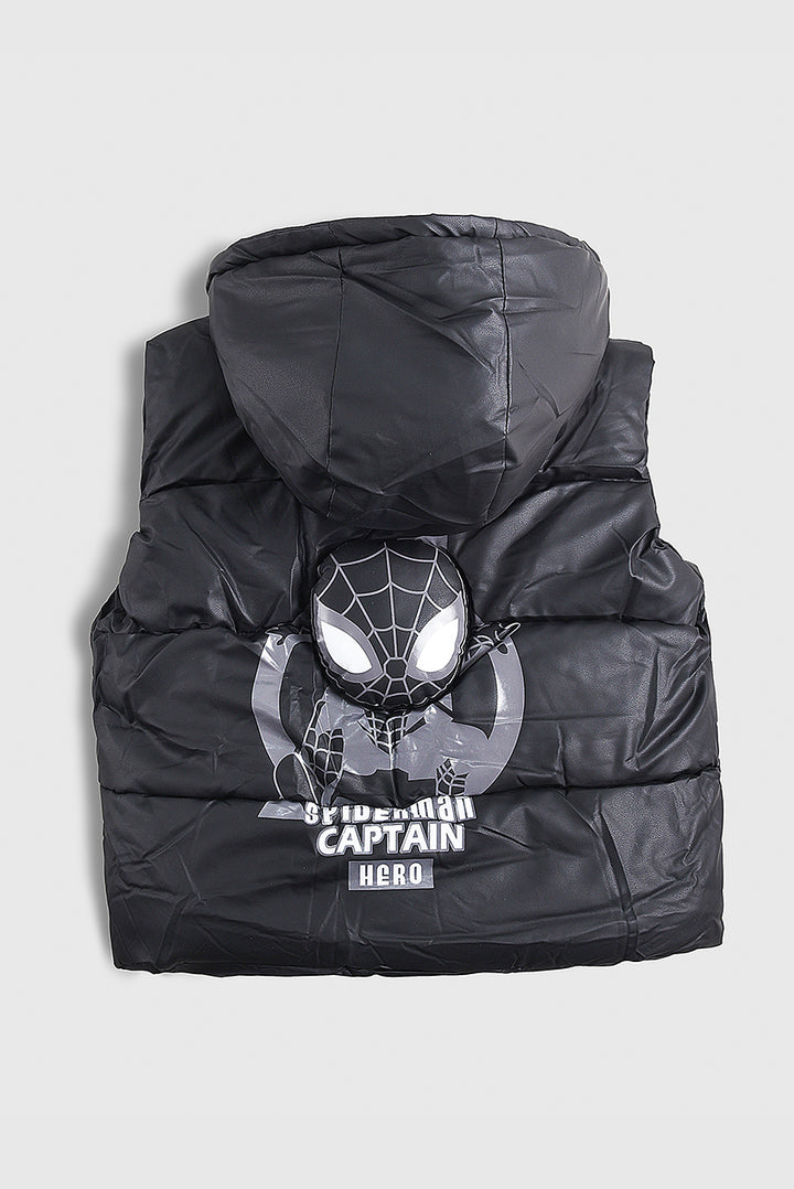 Imported Spider Black Sleeveless Puffer Jacket (PW695)