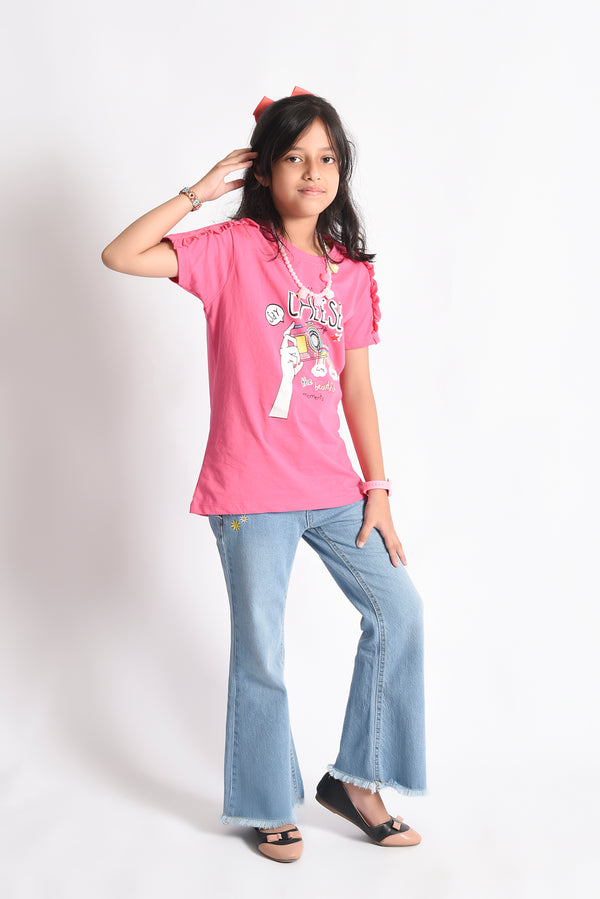 Pink Say Cheese Girl's T-shirt (PW233)