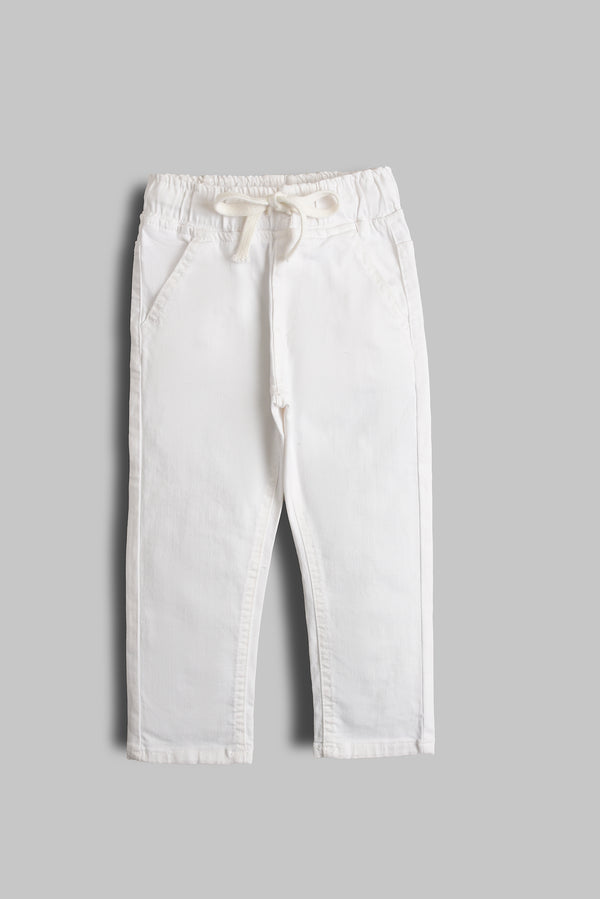 White Denim Drawstring Pants (PW353)