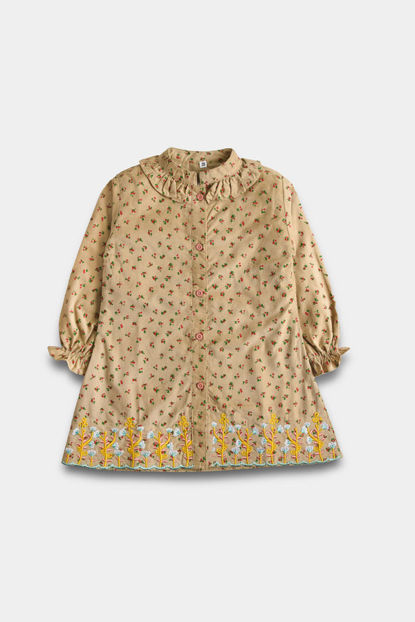 Floral Embroidered Corduroy Dress (PW377)