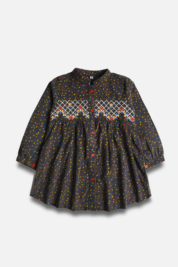 Floral Embroidered Corduroy Dress (PW375)