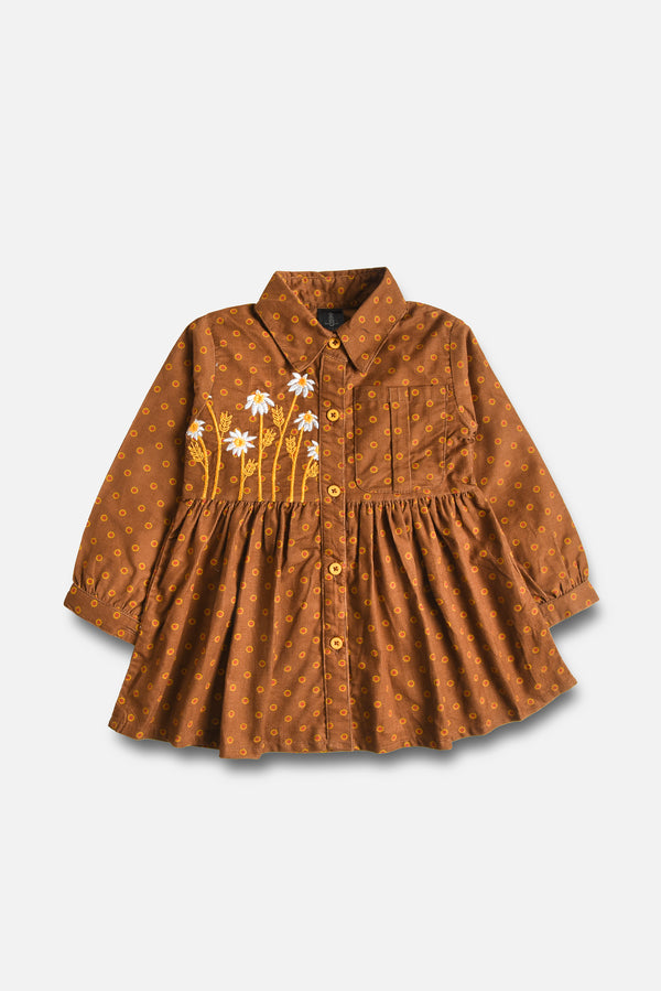Floral Embroidered Corduroy Dress (PW373)